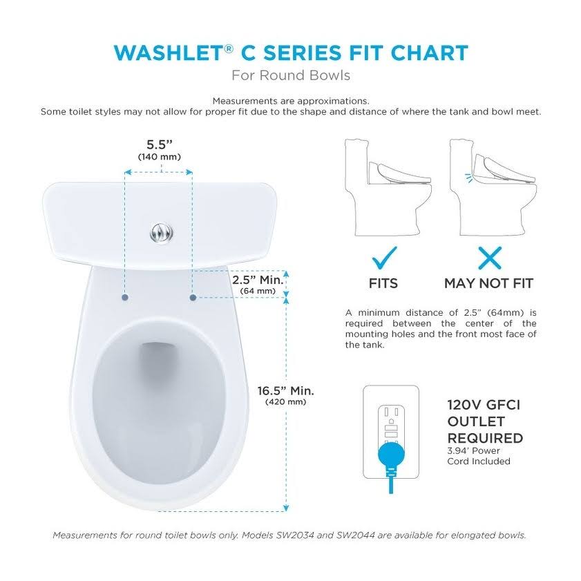 Toto Washlet C100 Electronic Round Bidet Toilet Seat in Sedona Beige