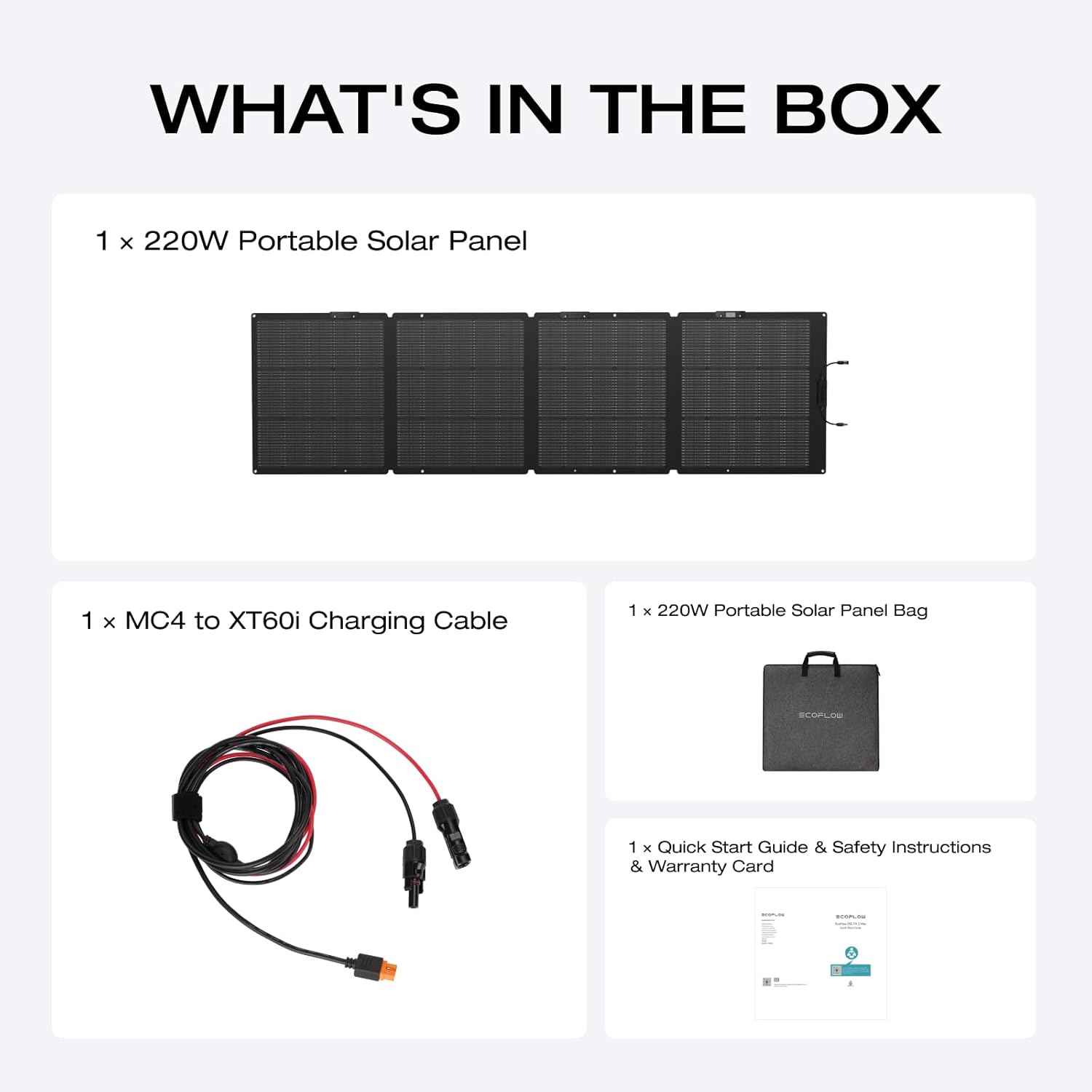 EF ECOFLOW 220 Watt Portable Solar Panel, 25% High Conversion Efficiency N-Type Solar Cell, NextGen Foldable Solar Panel with Adjustable Kickstand