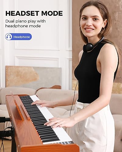 Fesley Weighted Piano Keyboard 88 Keys: Full Size Electric Keyboard Piano for Beginners, Portable 88 Key Keyboard with Daul Speaker,Sustain Pedal