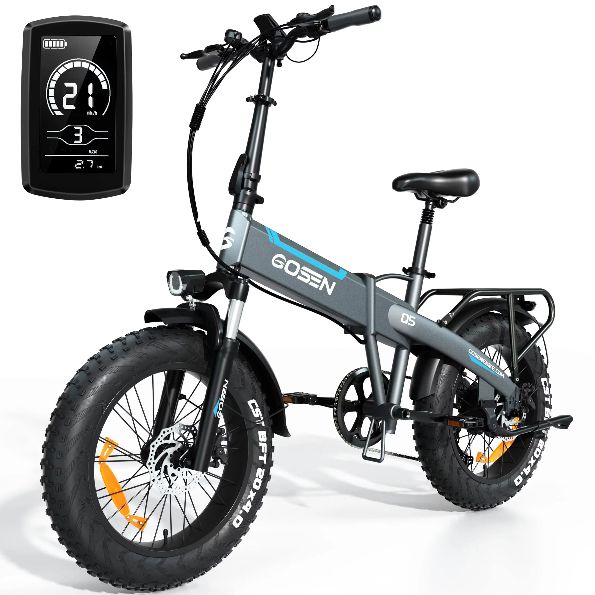 Foldable Electric Bike for Adults 750W Ebike Bicycle 20 x 4.0'' Fat Tire Folding Electric Bike 48V 13Ah/15Ah Removable Battery Shimano 7 Speed Gears