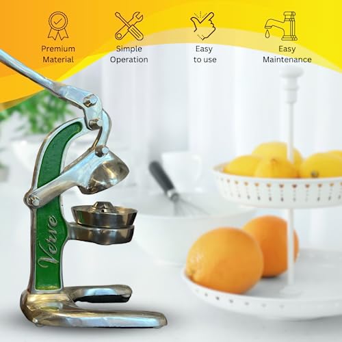 Artisan Crafted Cast Aluminum Professional Grade Manual Hand Press Juicer For Fresh Squeezed Orange, Lemon, Lime