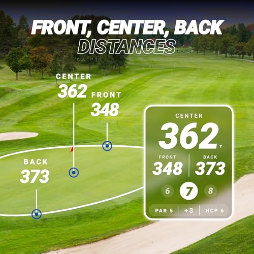 Blue Tees Golf Player+ GPS Speaker with Touch Screen Display, 10+ Hours Battery, 40,000+ Courses, Visual + Audible Distance, Hazard Distance