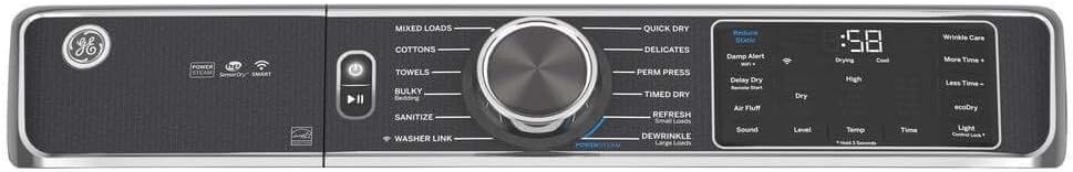 GE GFD85ESPNRS 28" Front Load Electric Dryer with 7.8 cu. ft. Capacity Stainless Steel Drum Built-in WiFi Sanitize Cycle and Damp Alert in Royal