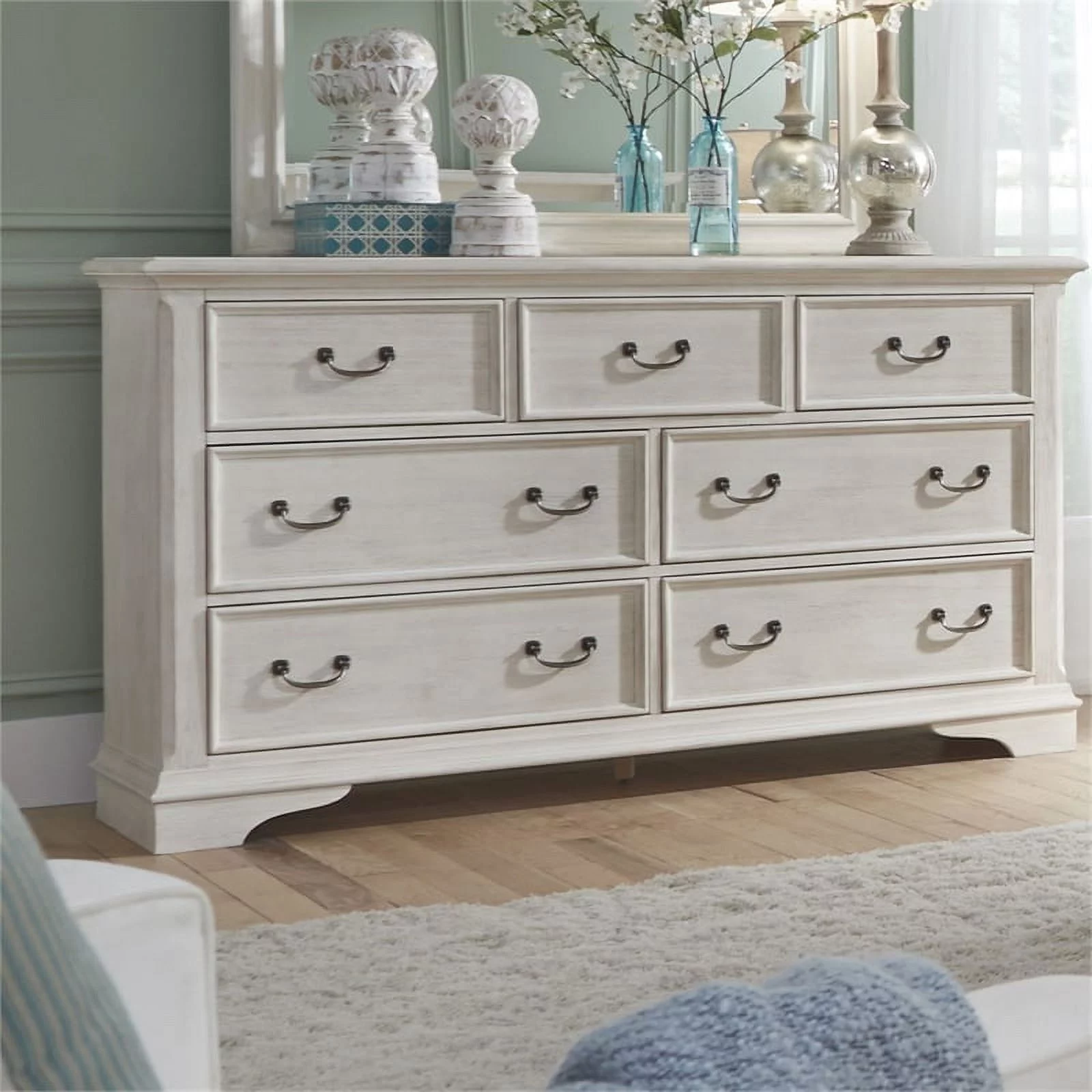 Bayside White 7 Drawer  Wooden Dresser