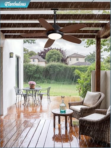 42 Inch Waterproof Outdoor Ceiling Fan with Lights and Remote,IP65 Hanging Gazebo Fan with 3CCT 6-Speed DC Motor