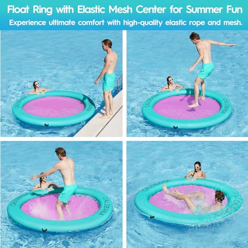 Round Floating Ring Inflatable Water Hammock Heavy Duty River Floats Lake Raft for Adults Tanning Pool Lounger Float Island Platform Pad Mat for Party