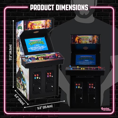Numskull Quarter Arcades Teenage Mutant Ninja Turtles Collector's Edition Mini Arcade - 1/4 Scale Authentic Wooden Replica, Original ROM