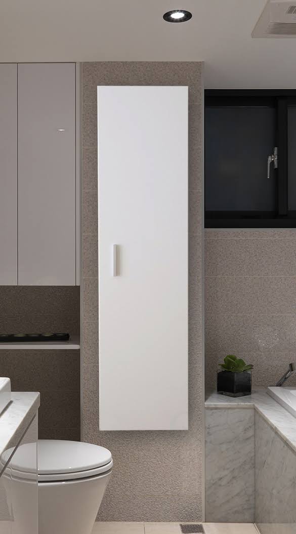 Basicwise Modern Long Bathroom Wall Mounted Cabinet - White