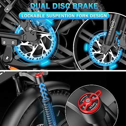IDOTATA Electric Bicycle for Adults,1000W Motor, 48V 20AH Removable Battery, 31MPH, 31Miles Range, 7-Speed, 20" x4.0 Fat Tire Electric Folding ebike
