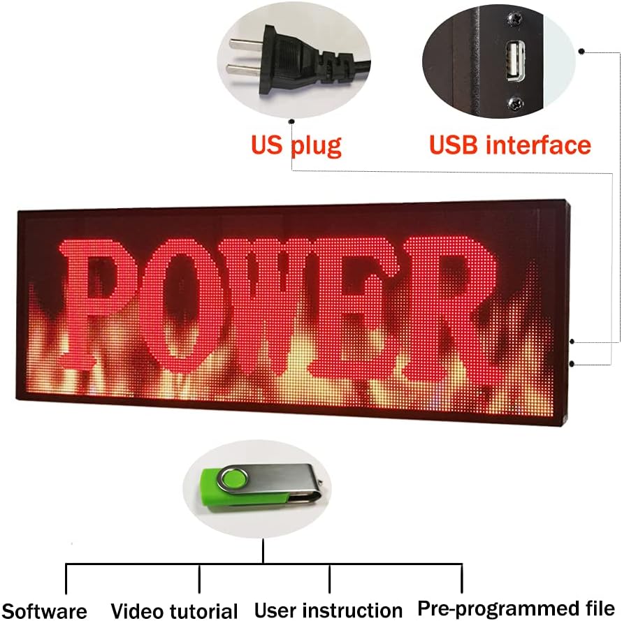 P5 39x14Indoor Full Color LED sign Programmable Scrolling Display Message Board can Edit Text,Image, Video Display Electronic Rolling for Business