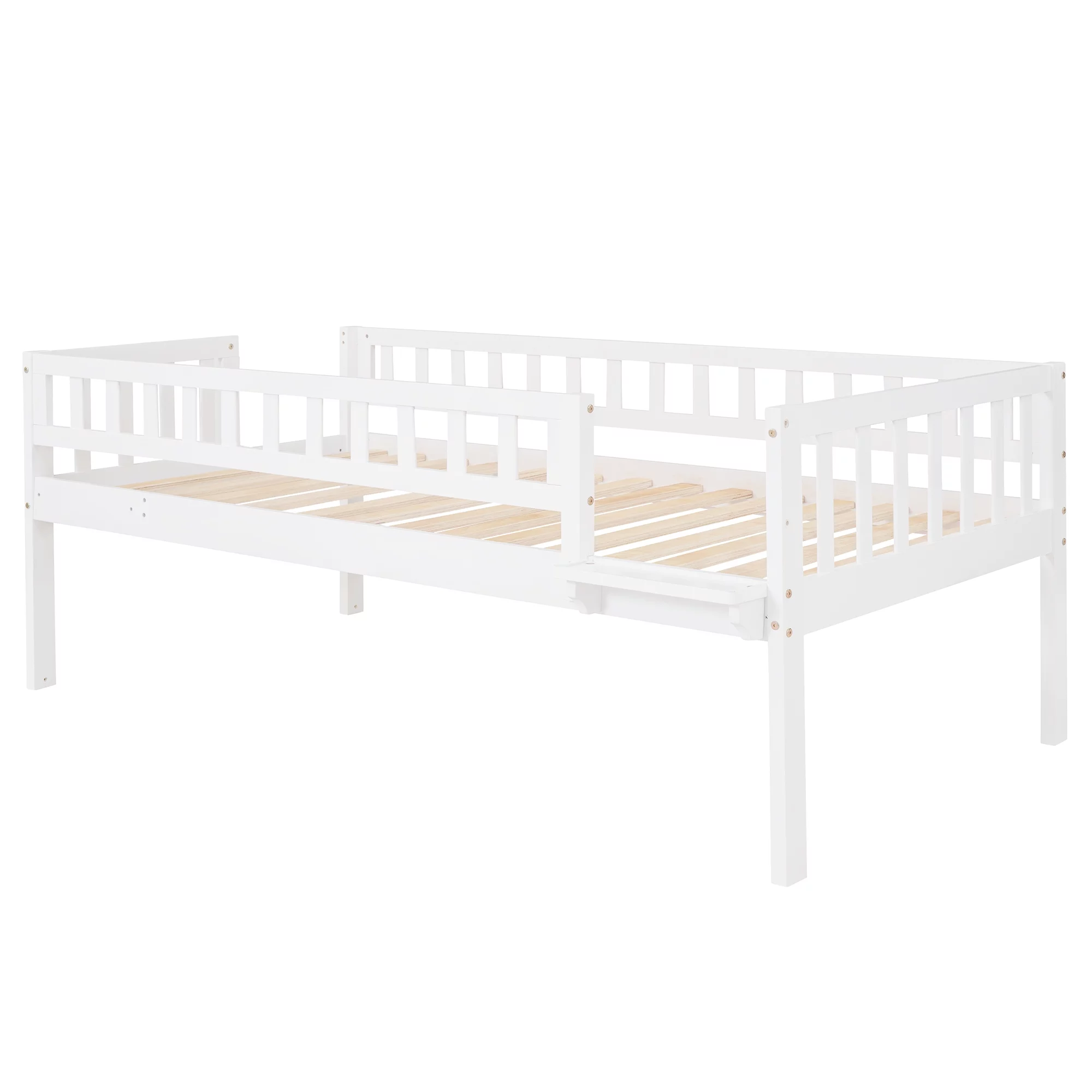 Bellemave Triple Bunk Bed with Slide, Wood Twin Over Twin Over Twin 3 Bunk Bed with Built-In Ladder and Guardrails, Triple Bed for Kids, Teens, Boys