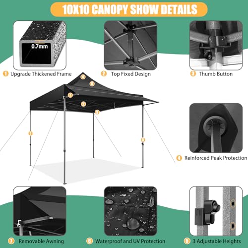 COBIZI 10x10 Pop Up Canopy Tent with Awning