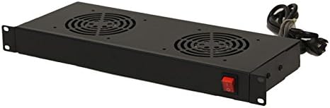 NavePoint Rack Cabinet Mounted Server 2 Fan Unit Cooling System with 2 Fans 110V Blk 1U