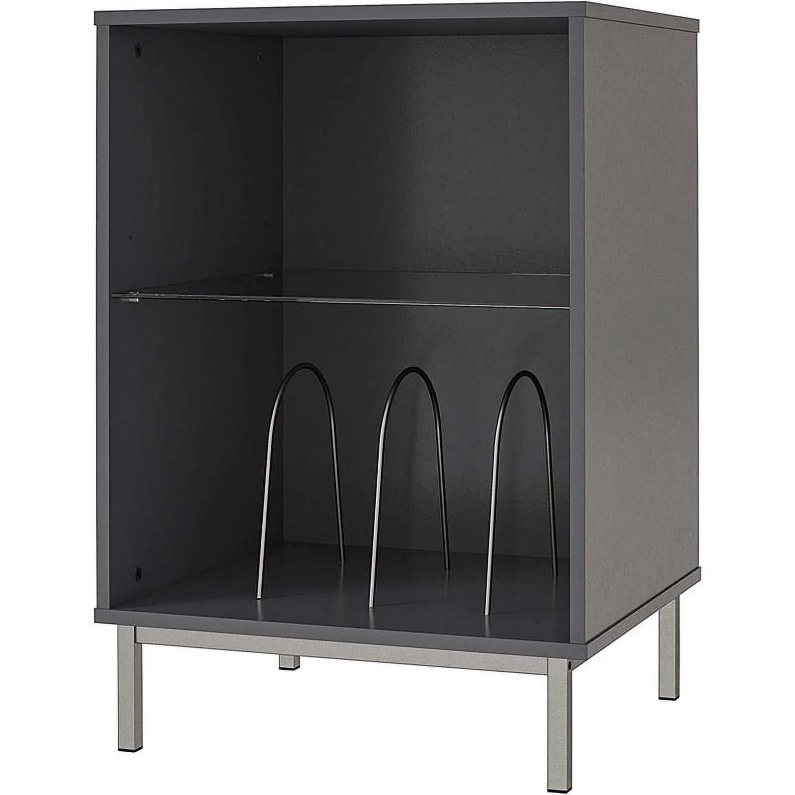 Pemberly Row Contemporary Turntable Stand in Graphite Gray - Curated Treasures Market
