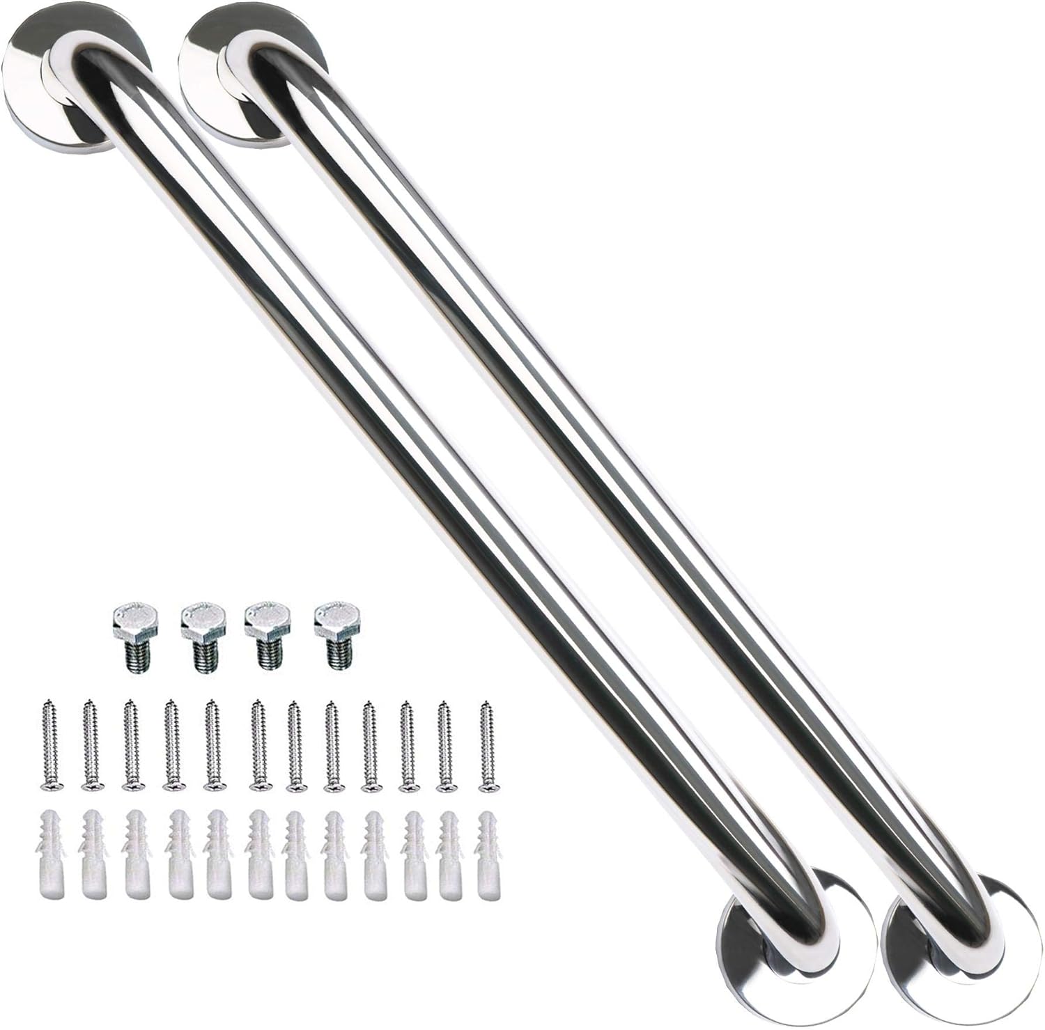 2 Pack 32 Inch Shower Grab Bar, ZUEXT SUS304 Stainless Steel Chrome Bathroom Grab Bar Handle, Shower Balance Bar, Safety Hand Rail Support