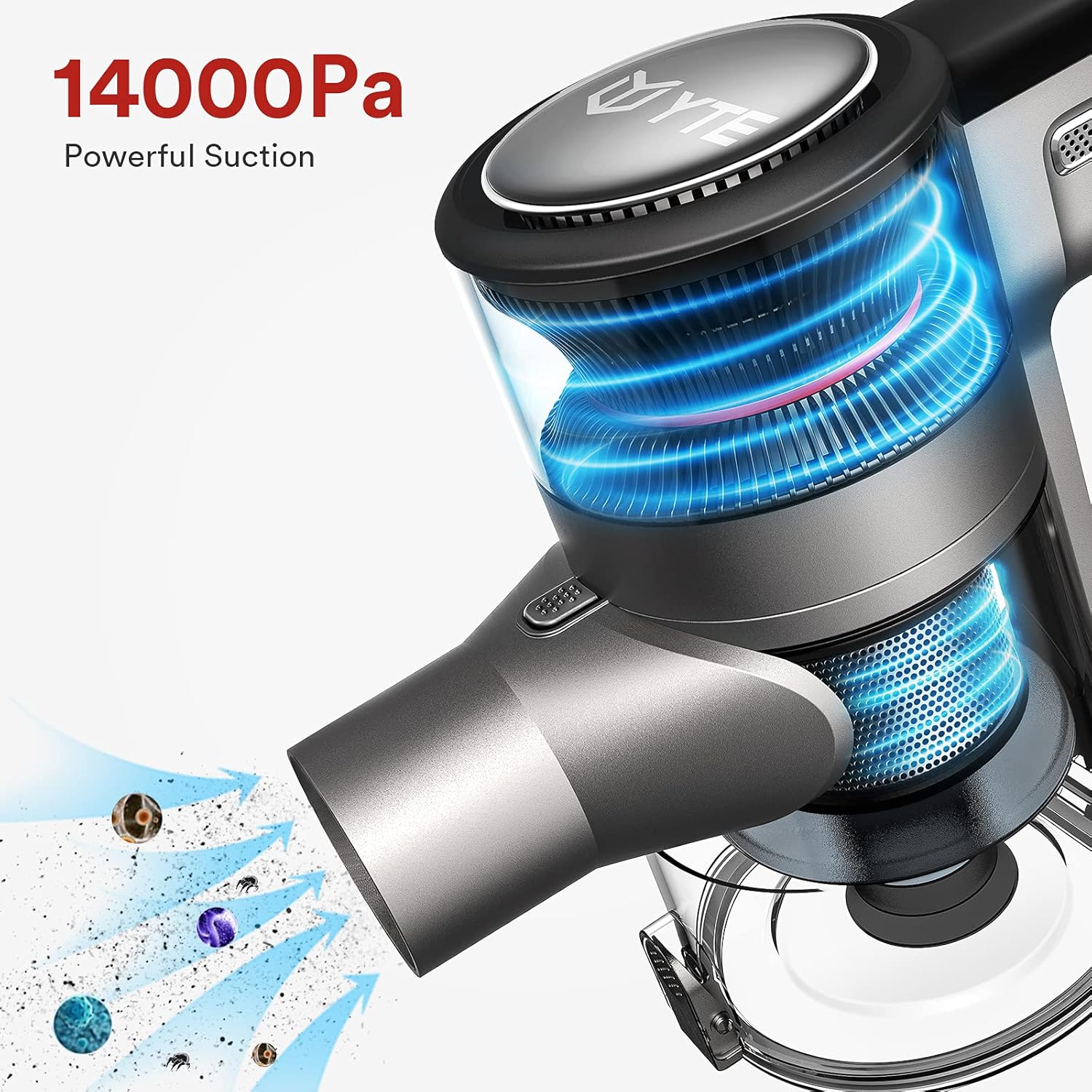 YTE Cordless Vacuum Cleaner, 6 in 1 Lightweight Handheld Vacuum with Powerful Suction, Rechargeable Battery Up to 45 Mins Runtime