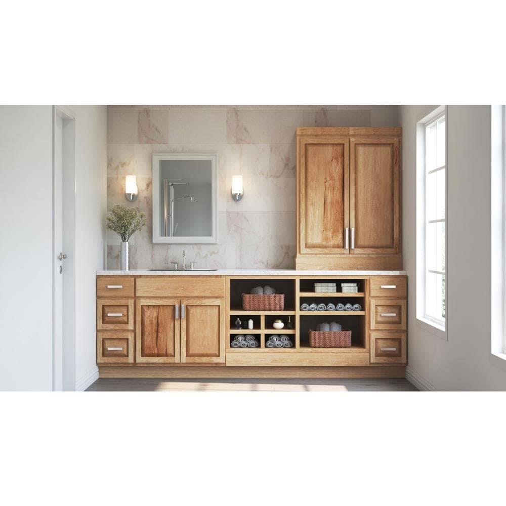 Hampton Assembled 30x34.5x24 in. Base Kitchen Cabinet with Ball-Bearing Drawer Glides in Natural Hickory