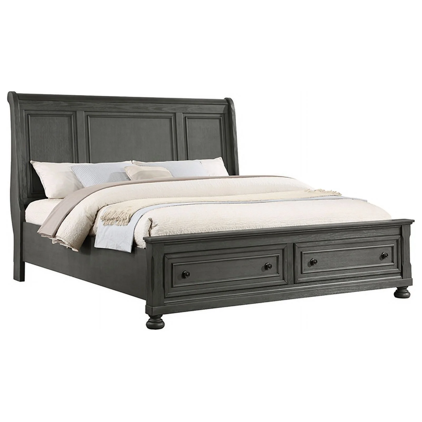 Pemberly Row Modern 5PC King Bedroom Set Made with Wood & Rustic Gray Finish