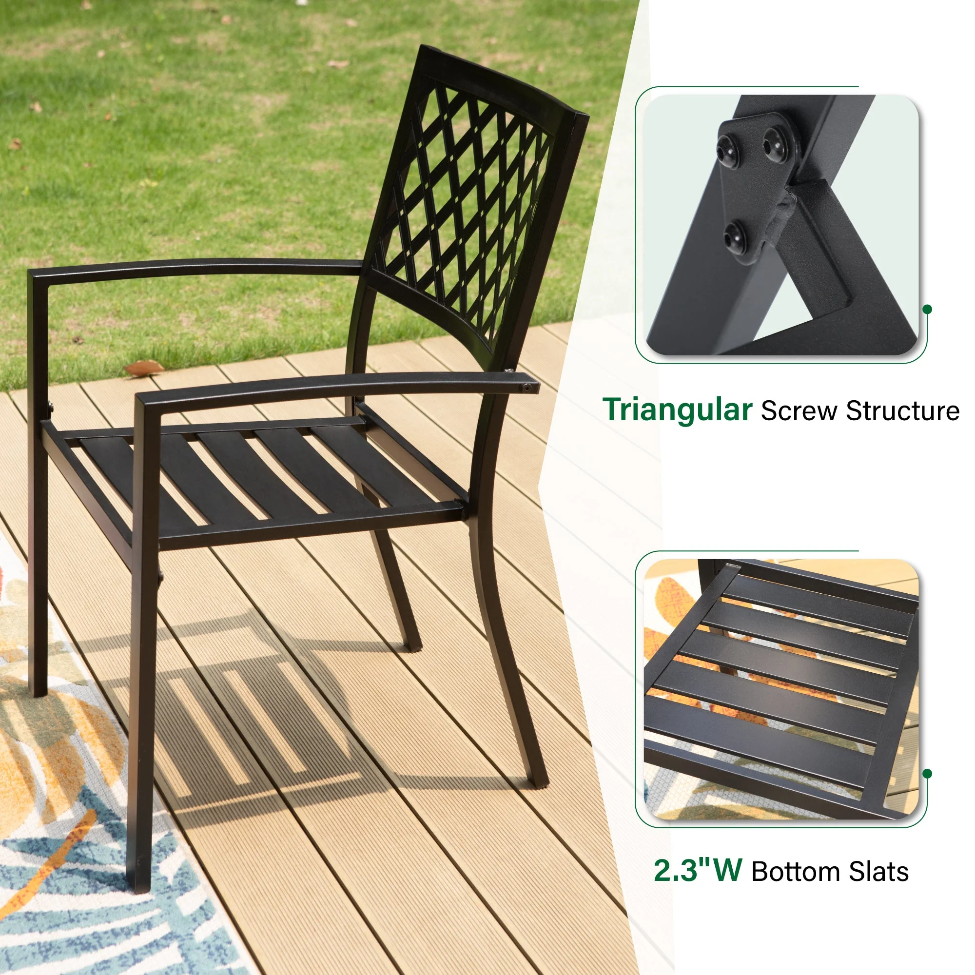 Sophia & William 7 Piece Outdoor Patio Dining Set Metal Furniture Table and Stackable Chairs