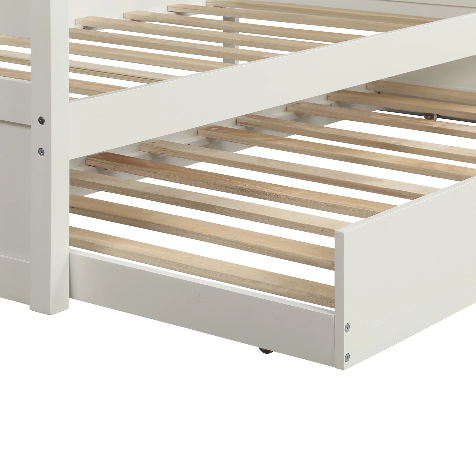 EUROCO Solid Wood Daybed with Trundle, Twin for Kids Room, White