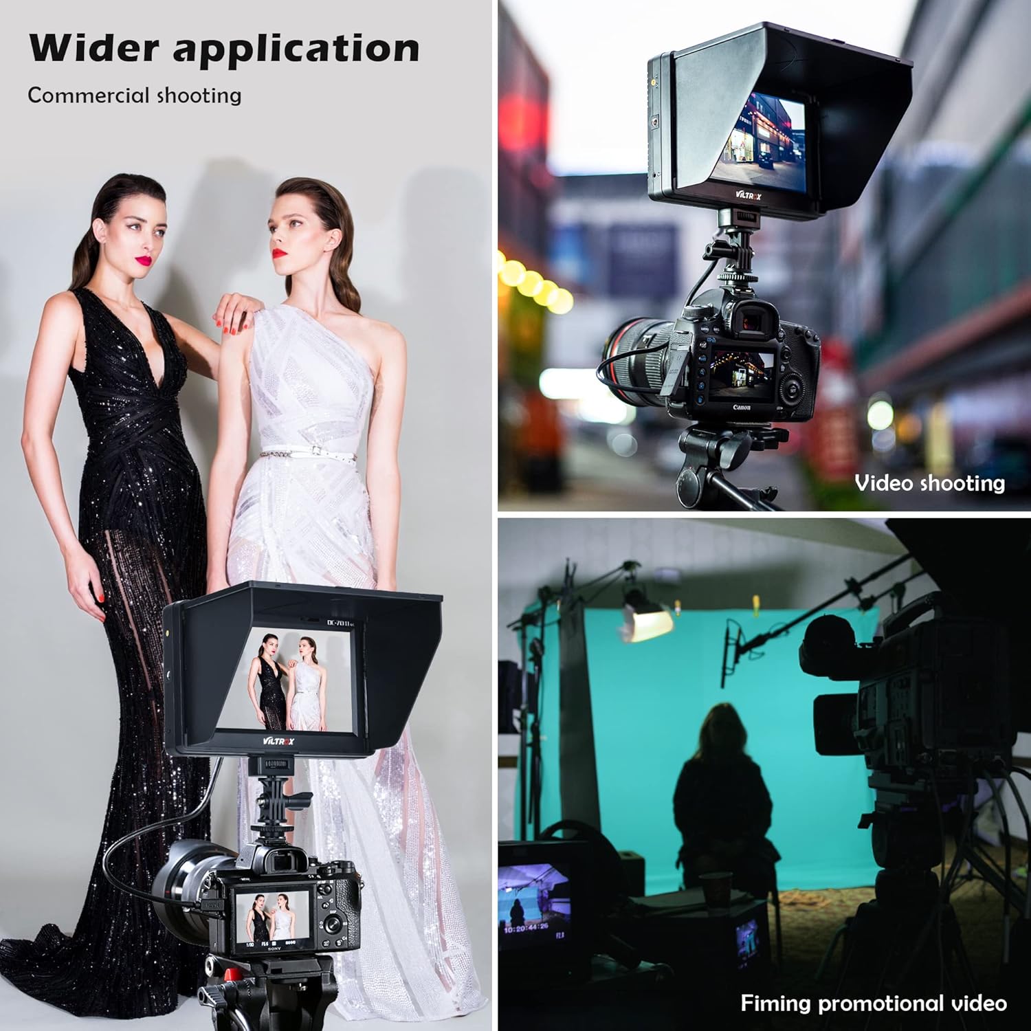 VILTROX DC-70 II 7 inch Camera Video Monitor, 4K Camera Field Monitor Kit with HDMI AV Input/Output for Canon Nikon Sony DSLR Camera