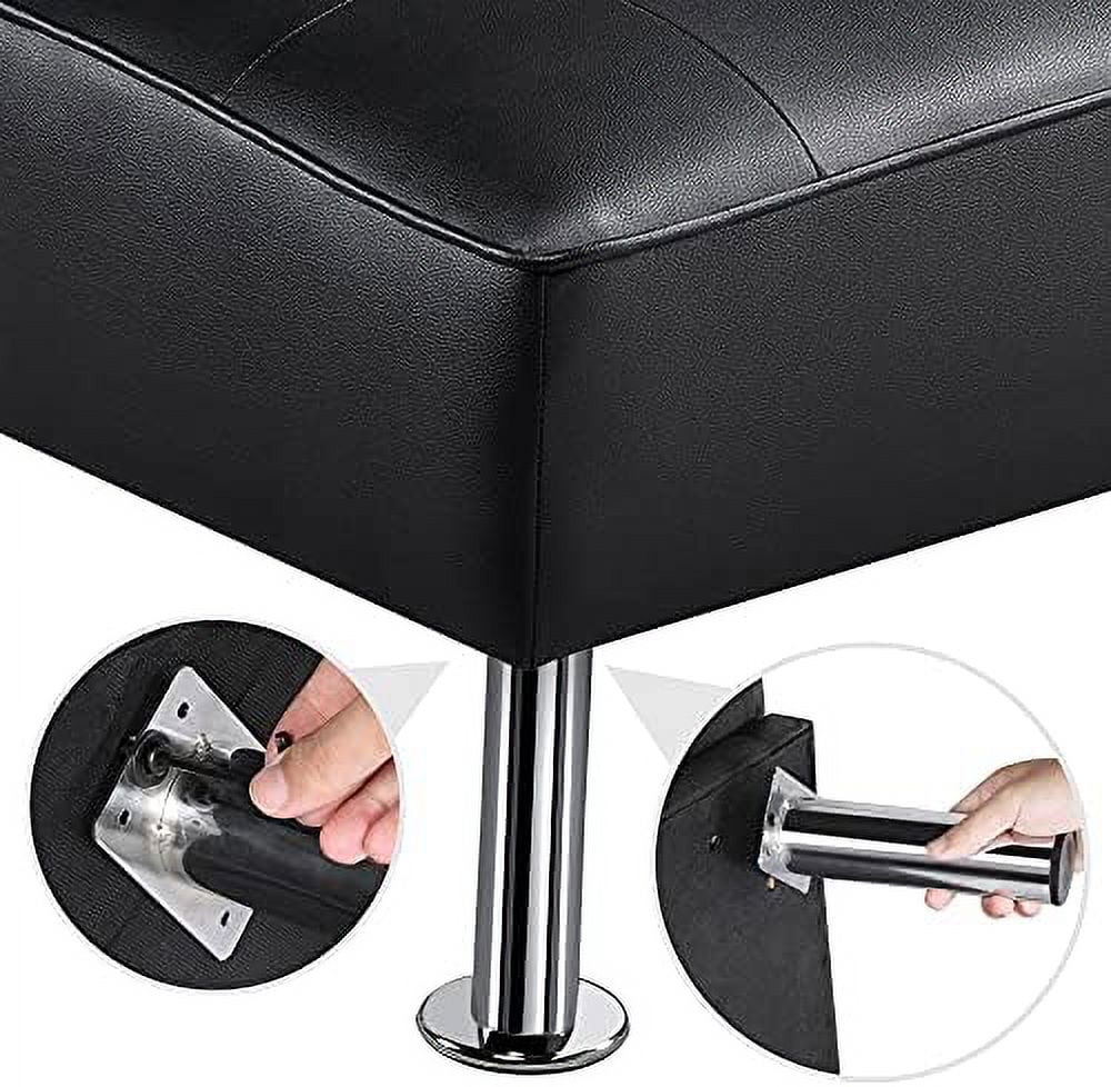 RUNFAYBIU Modern Folding Futon Loveseat Black Faux Leather Futon Sleeper Bed Convertible Futon Couch Bed for Living Room