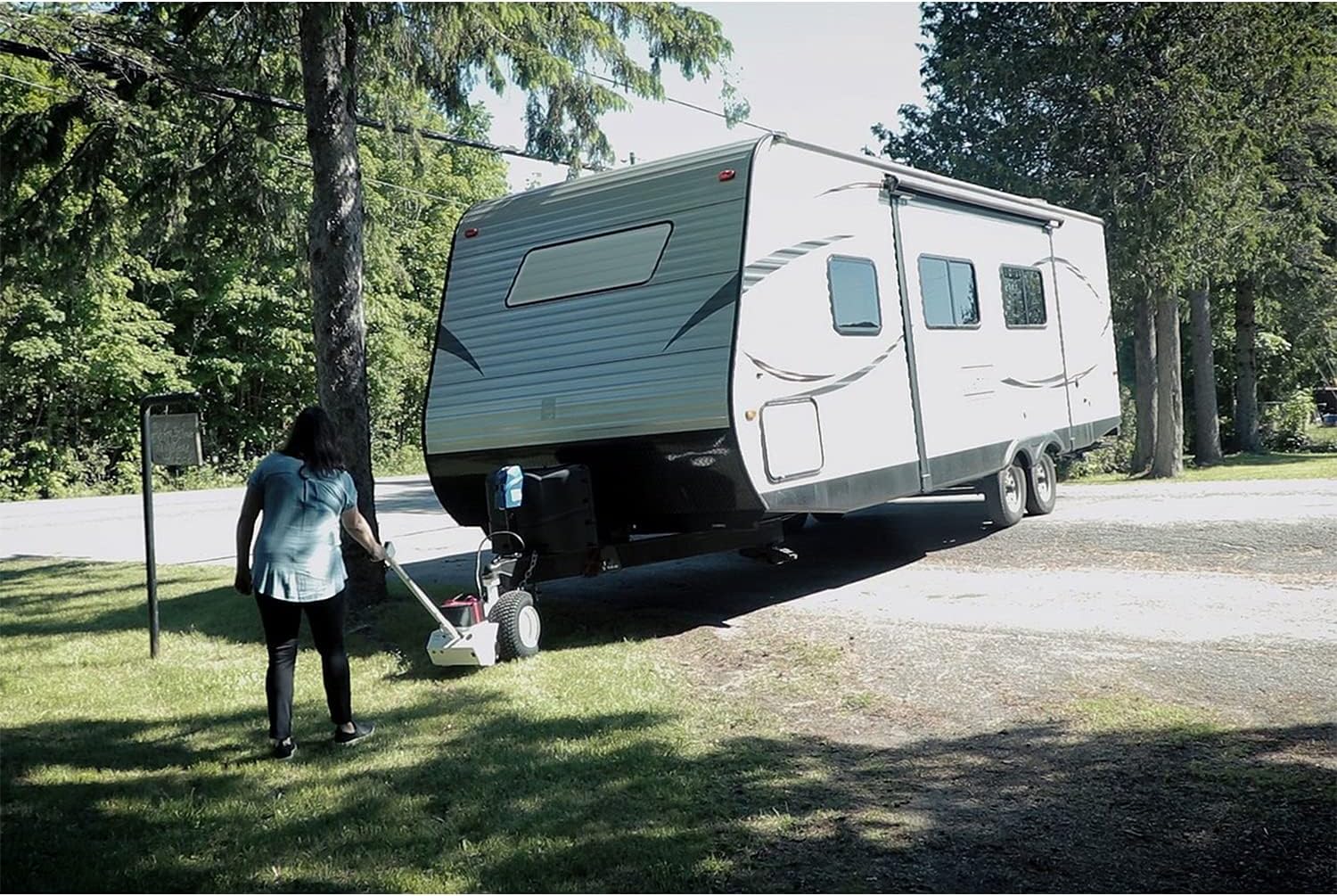 Parkit360 5K B2 Battery Powered Trailer Jack Utility Dolly for Easy Pulling with 2 Hitch Balls Included, Great for Camper, Cargo, and Boat Trailers