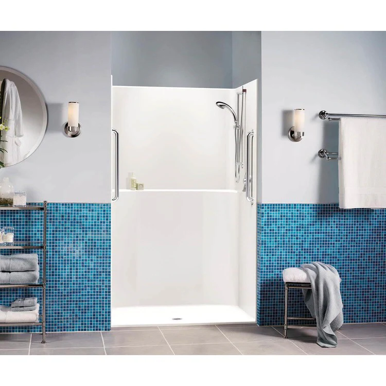 Shower Module 48 x 35 x 76 Inch Acrylic White ADA 1 Pieces Center Drain
