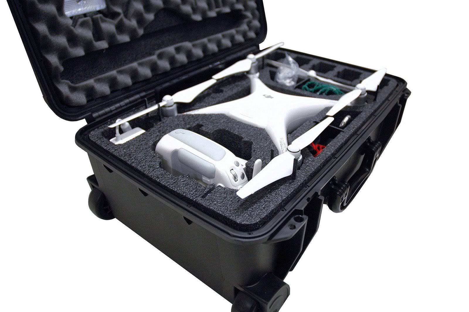 Case Club Waterproof DJI Phantom 4 Drone Wheeled Case with Silica Gel