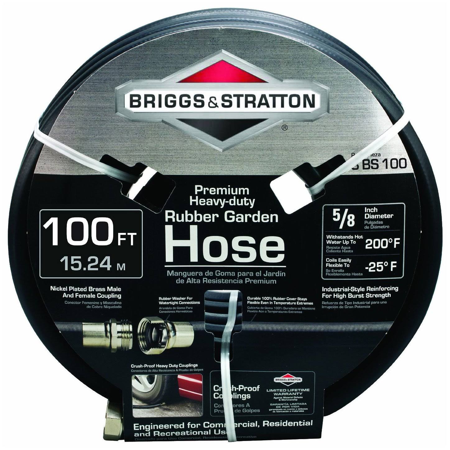 Briggs and Stratton 8bs100 100-Foot Premium Heavy-Duty Rubber Garden Hose