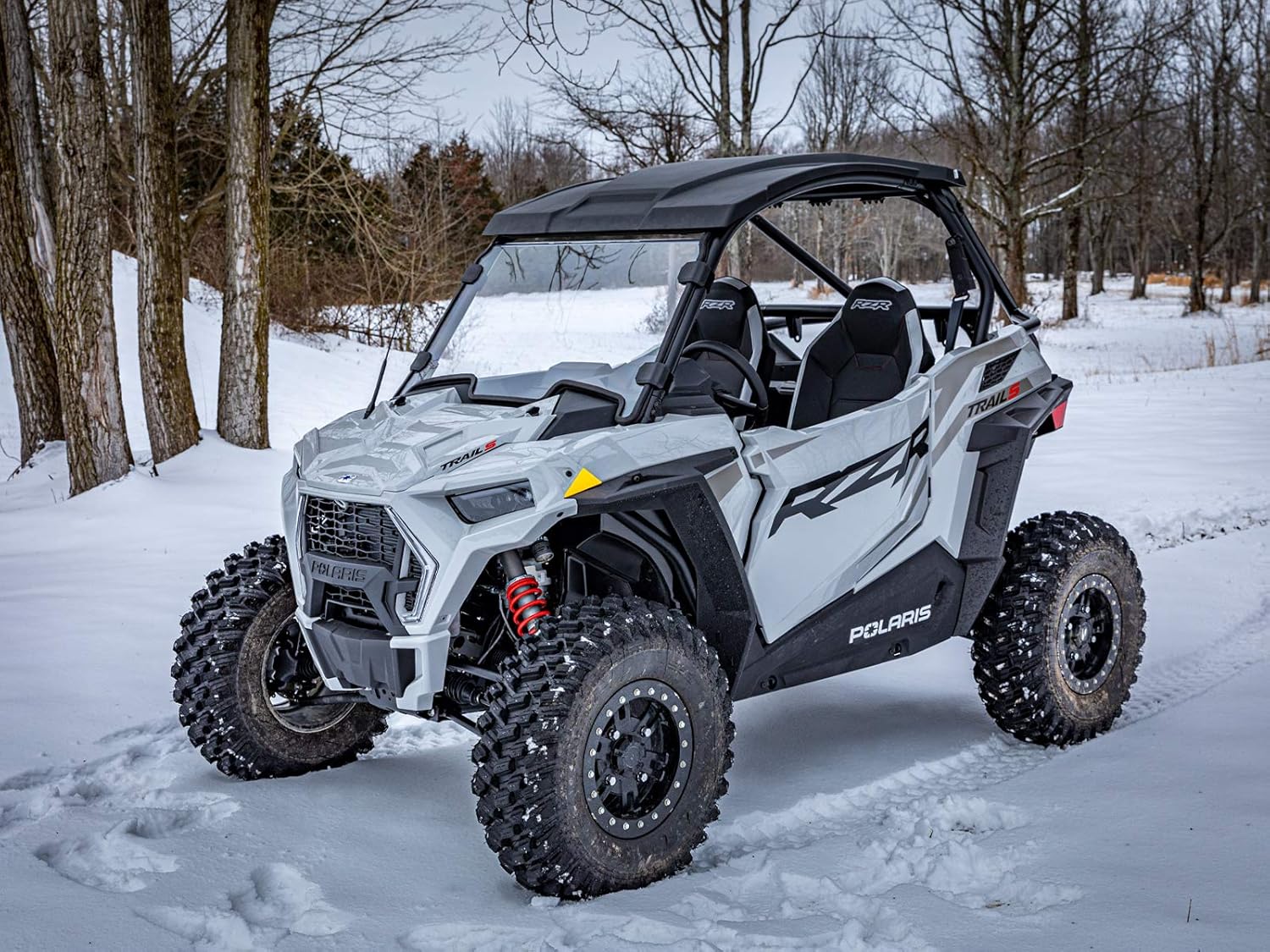 SuperATV Heavy Duty Clear Full Windshield for 2021+ Polaris RZR Trail 900 / S 900 / S 1000 | 1/4 Thick Standard Non-Scratch Resistant Polycarbonate