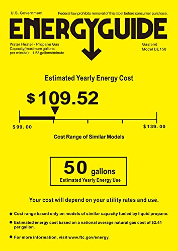 GASLAND BE158 Propane Tankless Water Heater 6L, Outdoor Portable Hot Water Heater, Overheating Protection, Easy to Install