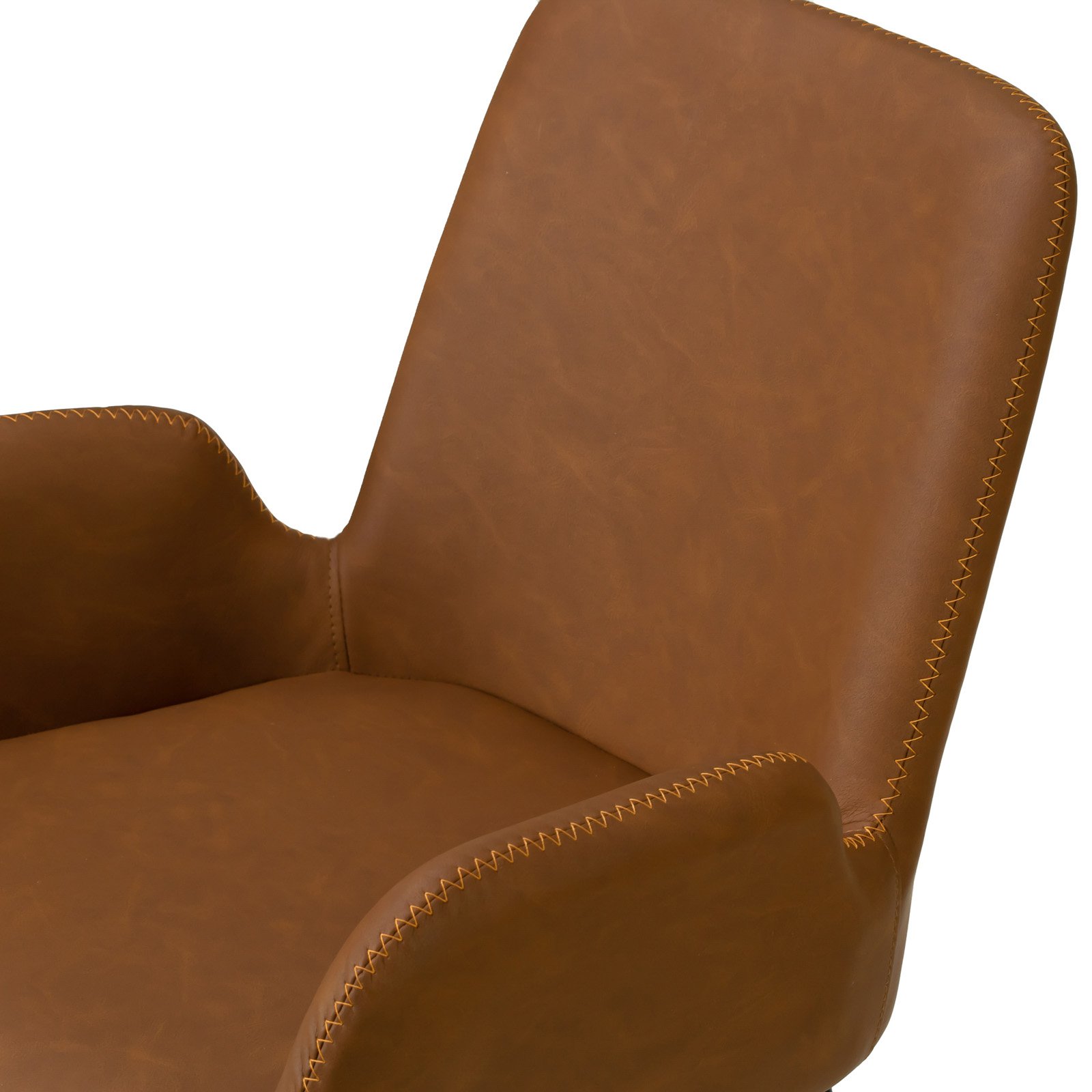 Glamour Home Alrik 19.25" Modern Faux Leather Arm Chairs in Brown (Set of 2)