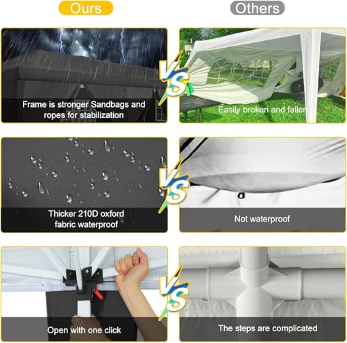 COBIZI Canopy 10x20 Pop Up Canopy Tent with 6 Sidewalls Party Tents for Parties Weddings Backyard Waterproof Canopy Outdoor Commercial Canopy Event