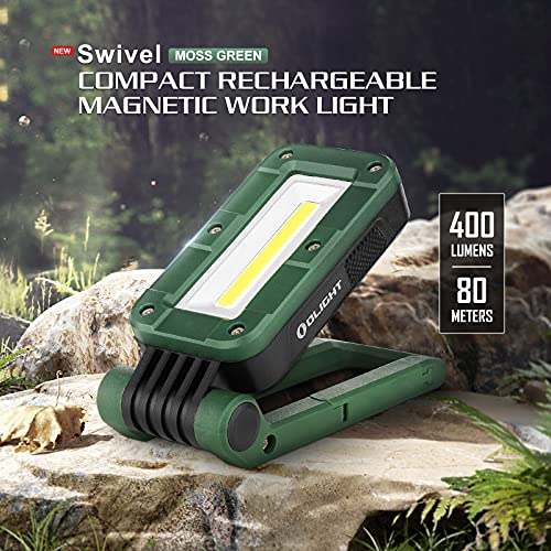 OLIGHT Swivel 400 Lumens Rechargeable COB Work Light with Magnetic Base and Hanging Hook, 180° Rotate and 5 Light Modes Worklight for Car Repair