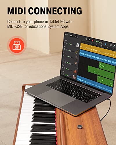 Donner DDP-80 PLUS Digital Piano 88 Key Weighted Keyboard, Home Electric Piano, Supports USB-MIDI & Headphones Connection, Semi-open Cover Designed
