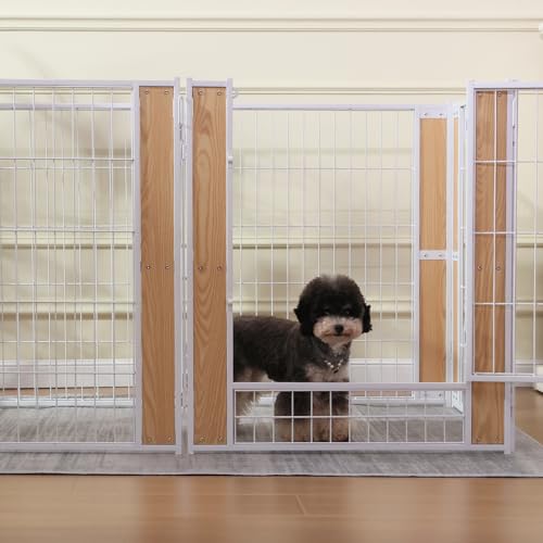 Heavy Duty Dog Playpen 32 Inch Height - Indoor Outdoor Pet Fence Enclosure for Medium and Small Dogs