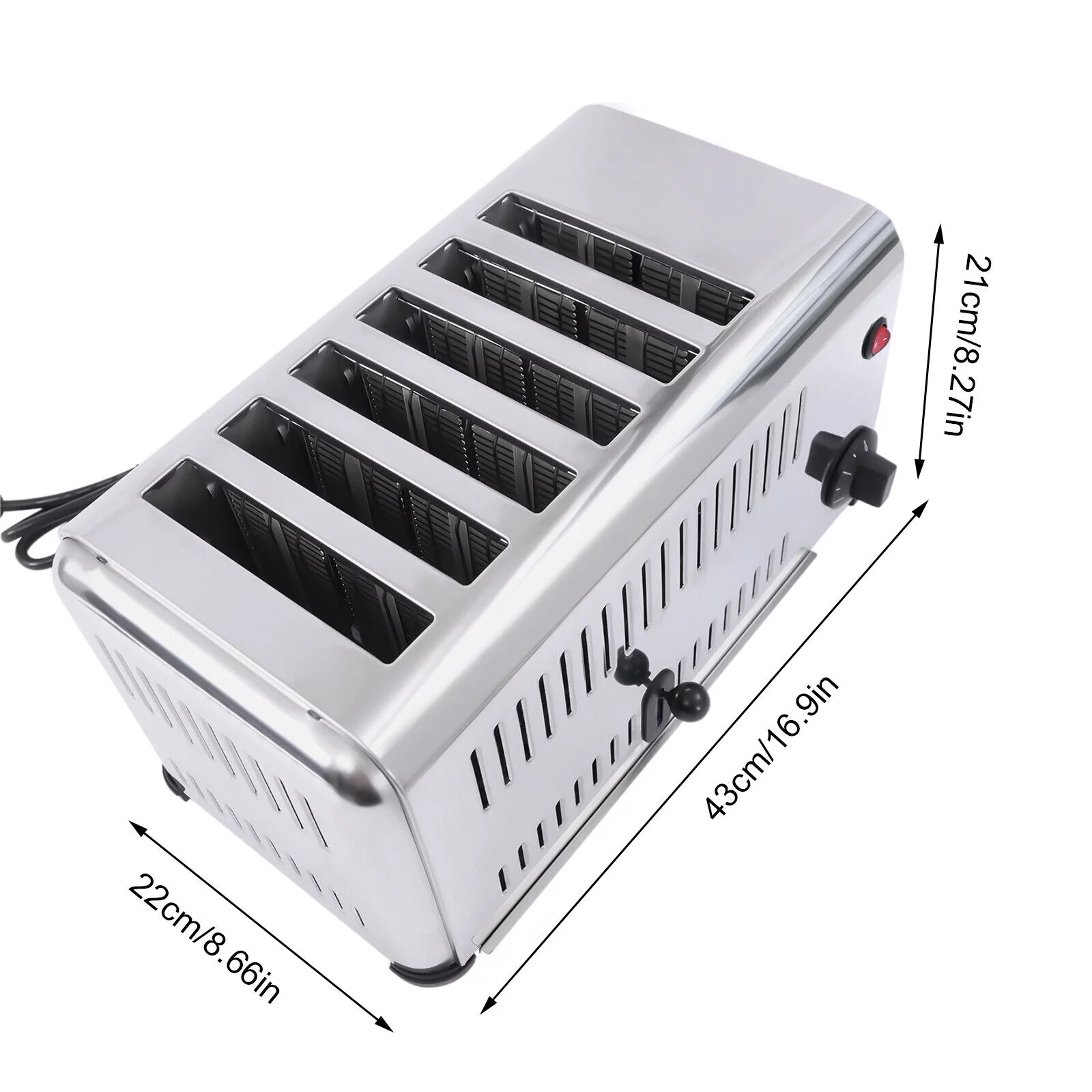 TFCFL Commercial Stainless Steel Electric 6 Slice Toaster Machine Cool Touch Toaster