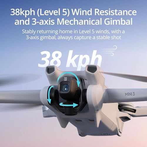 DJI Mini 3 (DJI RC), Lightweight 3x Mechanical Gimbal Drones with Camera for Adults 4K, 38-min Flight Time, up to 32800ft (10km) Video Transmission