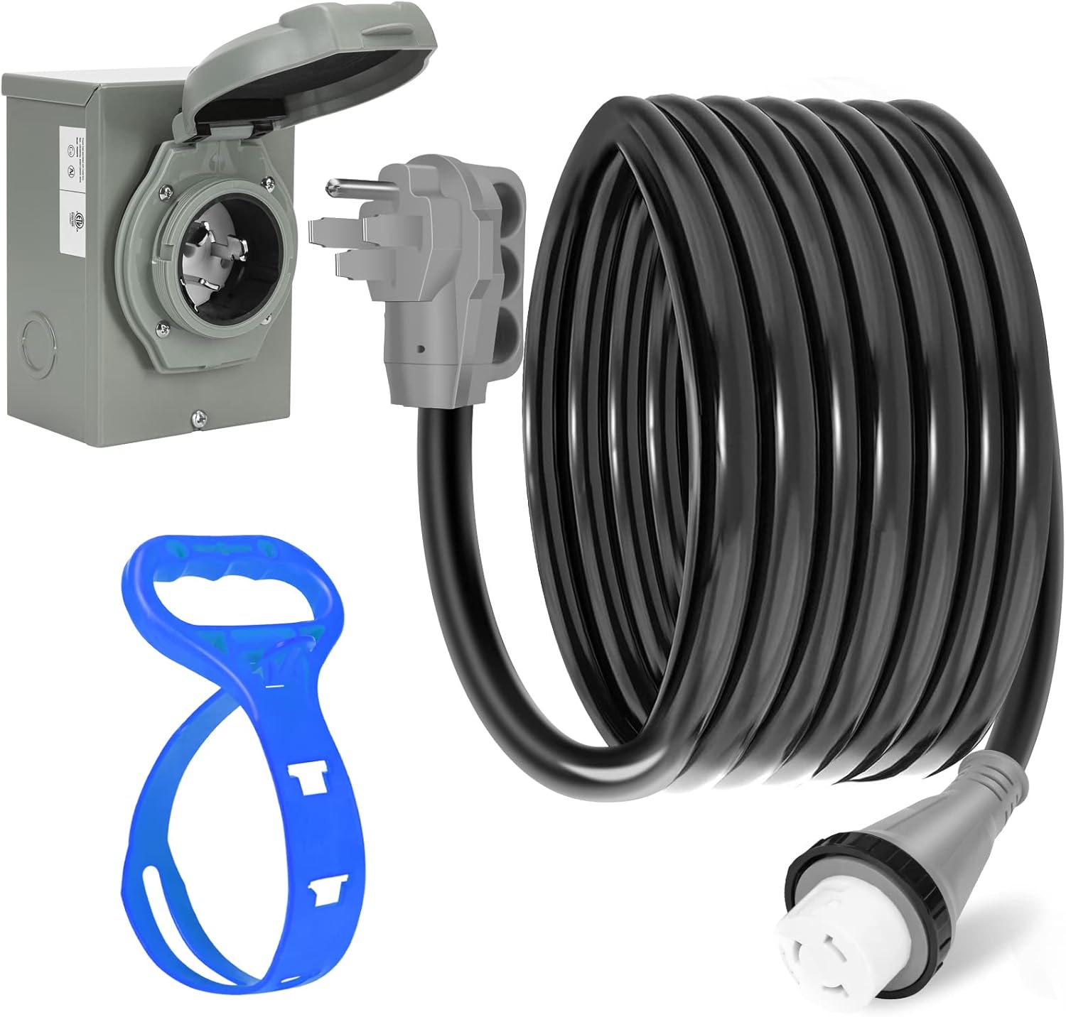 PAULINN 15FT 50 Amp RV Power Extension Cord with Cord Organizer, Heavy Duty NEMA 14-50P to SS 2-50R