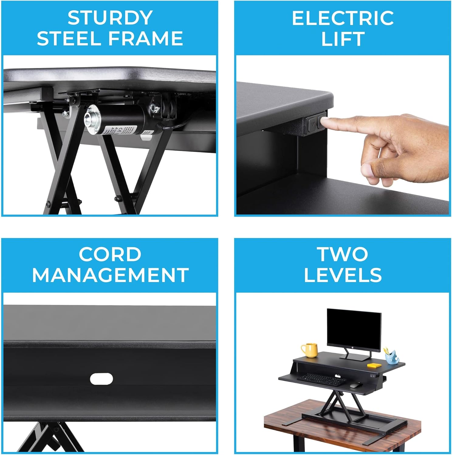 Flexpro Power 32 Inch Electric Standing Desk - Electric Height-Adjustable Stand up Desk by Award Winning Stand Steady - Holds 2 Monitors