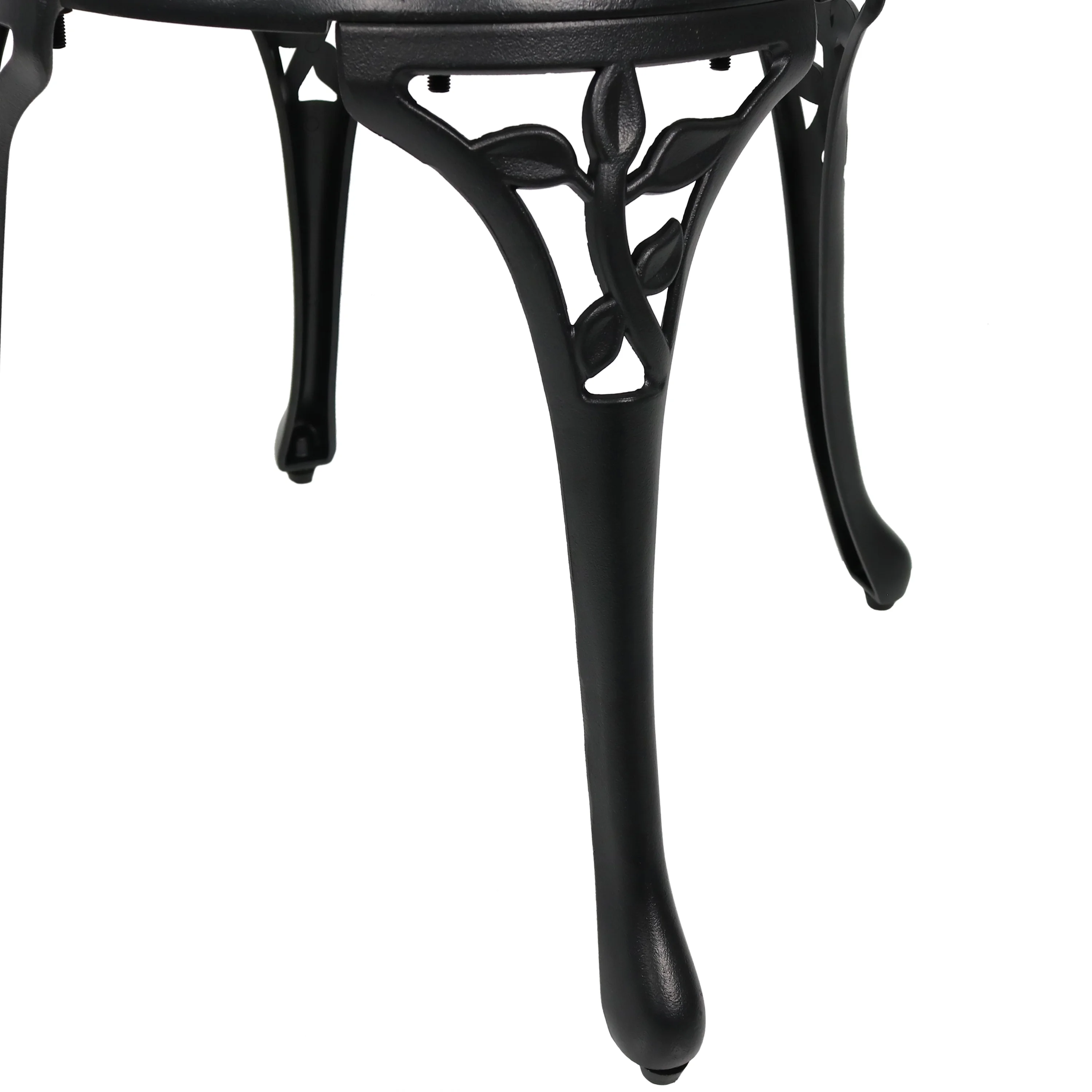 Sunnydaze Floral Design Cast Aluminum Outdoor Patio Bistro Set, Black, 3pc