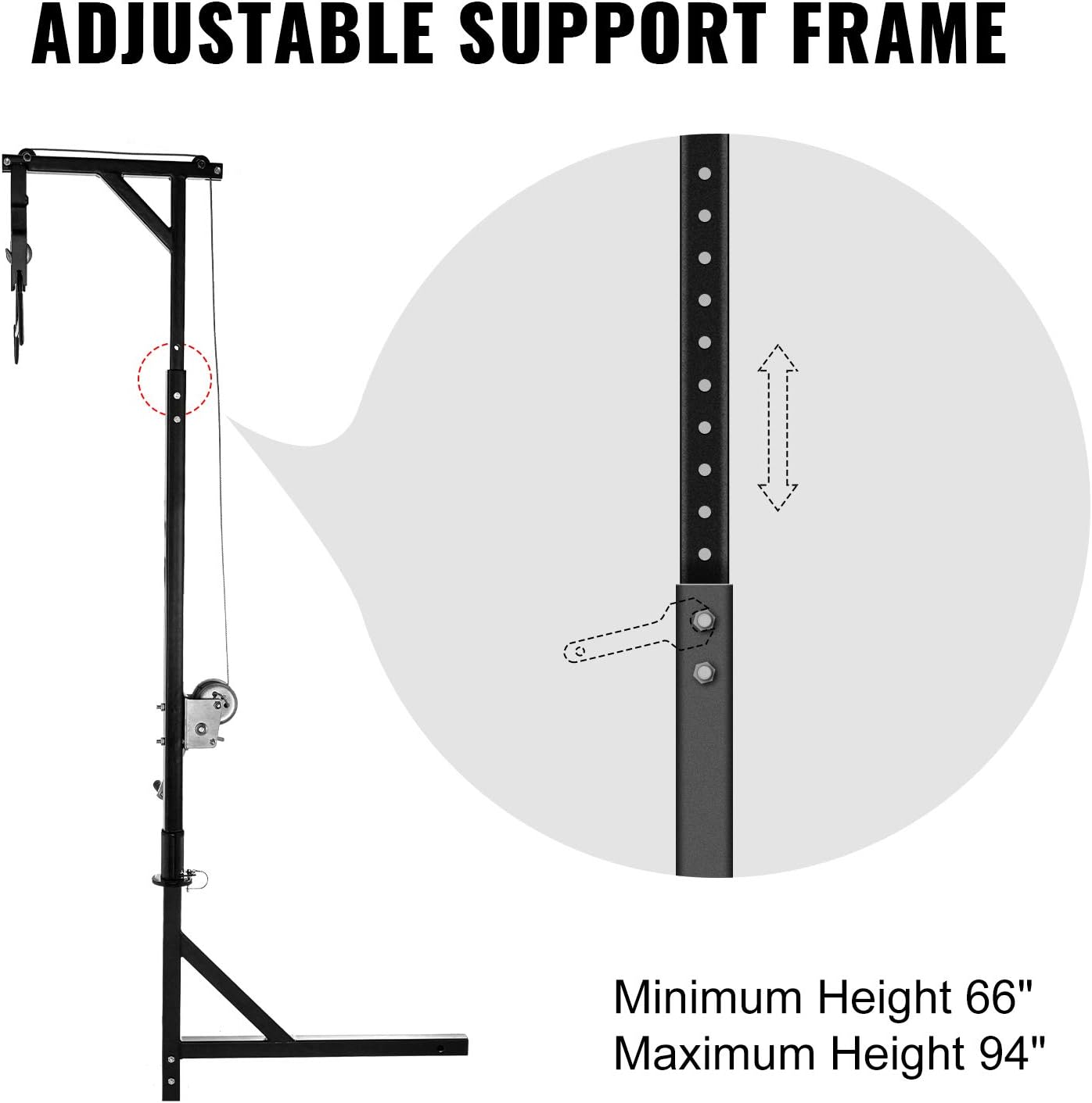 VEVOR Hitch Mounted Deer Hoist, 400lbs Capacity Hitch Game Hoist, 2'' Truck Hitch Deer Hoist with Winch Lift and Gambrel Set, Adjustable Height