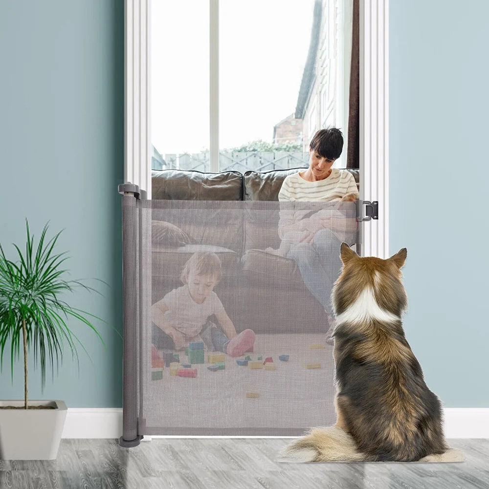 34" x 59" Retractable Baby Gate, Baby Safety Mesh Gate for Stairs, Indoor, Outdoor, Doorways, Hallways (White) - Curated Treasures Market
