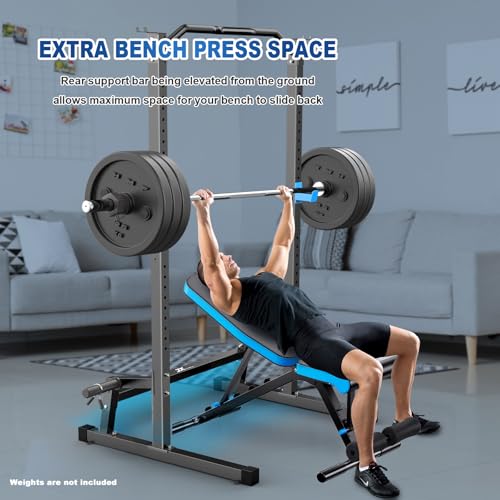 JX FITNESS Squat Rack Cage with Pull Up Bar,Adjustable Power Rack Cage Exercise Squat Stand with Barbell Holder