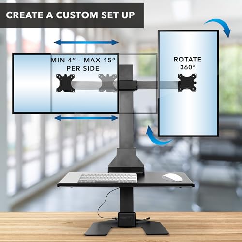 Mount-It! Electric Standing Desk Converter - Motorized Sit-Stand Desk Riser with Monitor Mount
