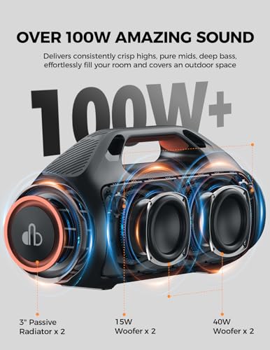 Portable Bluetooth Speaker,100W Powerful Sound with EX-BASS,IPX7 Waterproof,30H Playtime,Built-in Power Bank,Bluetooth 5.3&TWS