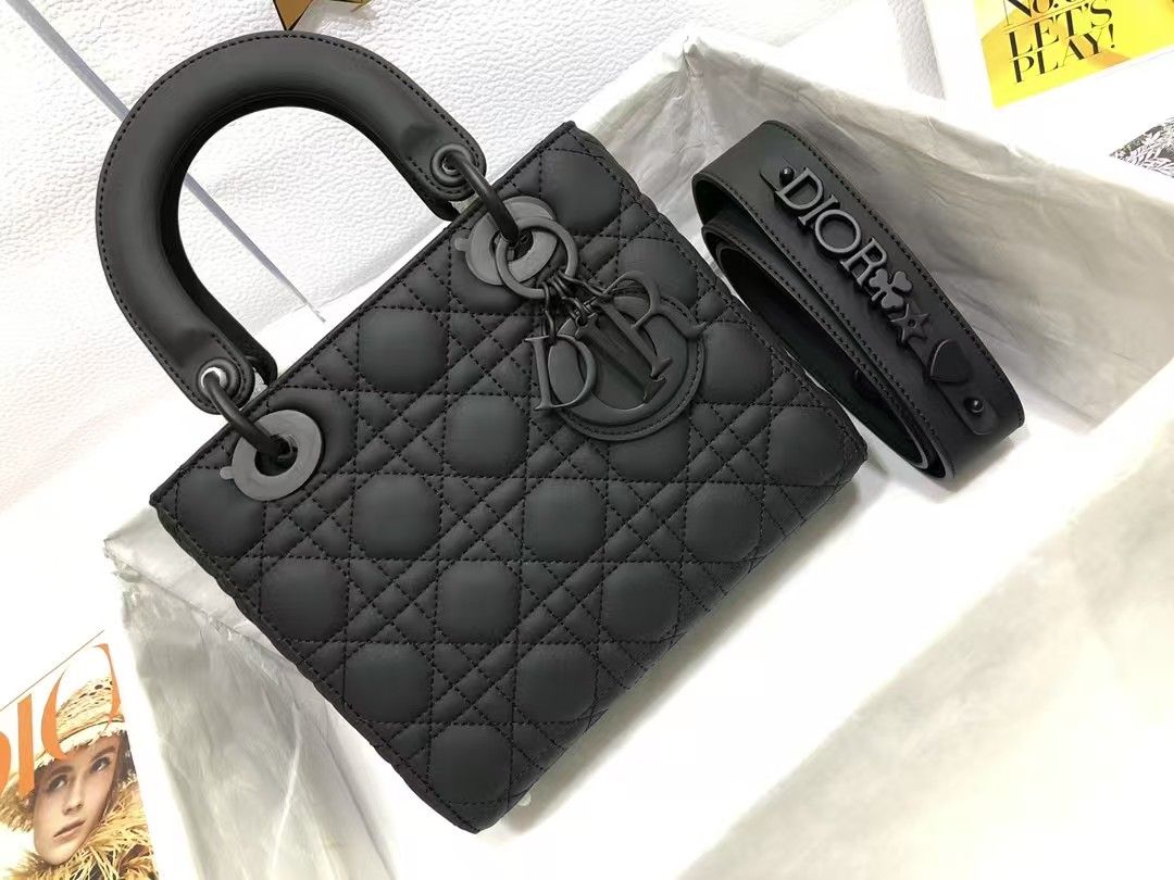 Ultra Matte Calfskin Cannage Small My ABCDior Lady Dior Black
