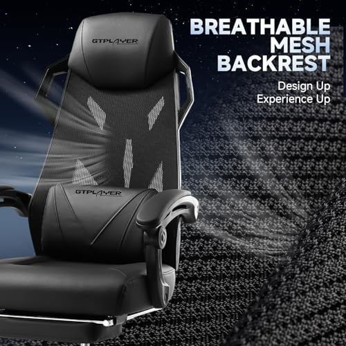 GTPLAYER Gaming Chair, Computer Chair with Mesh Back, Ergonomic Office Chair with Footrest
