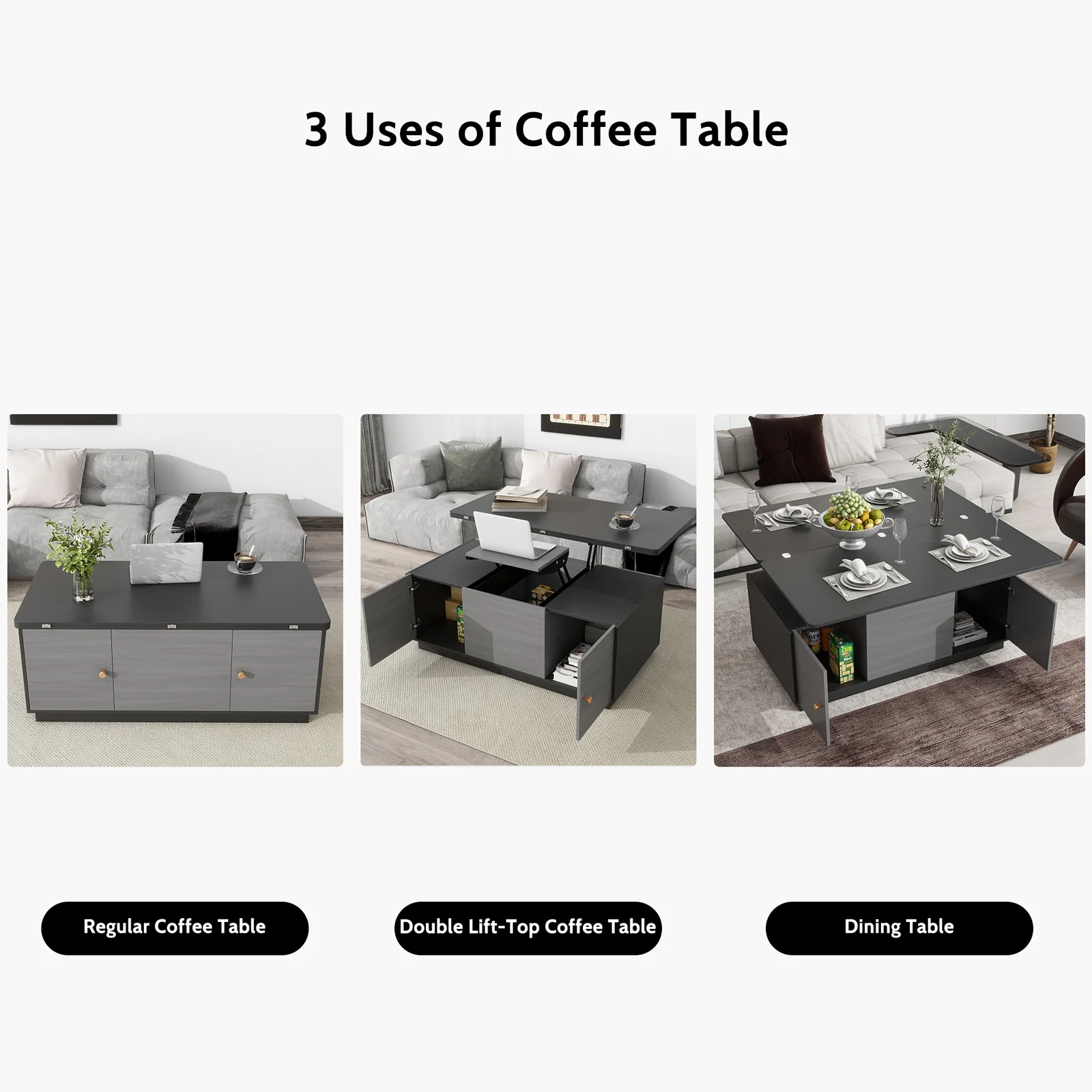 YISUYA Modern Multifunctional Coffee Table, Rectangle Lift-top Coffee Table